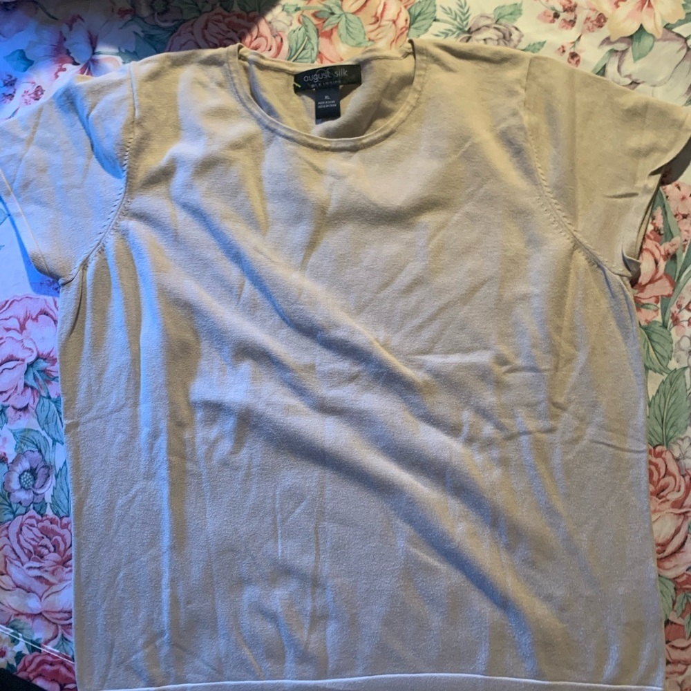 August Silk Light Short Sleeve Tan Top Size.XL